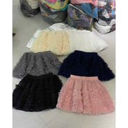 韓系純色重工網(wǎng)紗蓬蓬松緊腰短裙女2025小眾洋氣減齡裙子chic 藍色 均碼 均碼