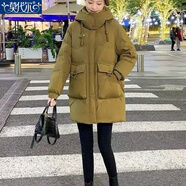 莫代爾寬松加厚棉服女中長(cháng)款2025冬季新款洋氣棉衣外套時(shí)尚休閑百搭襖子 咖羅色 M 【90-105斤以下】