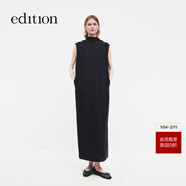 edition連衣裙女2026春季新款蠶絲羊毛飄帶H型無(wú)袖長(cháng)裙露背小黑裙 黑色 M