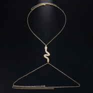 麥芭貝爾滿(mǎn)鉆蛇形胸鏈女歐美簡(jiǎn)約掛脖閃亮胸鏈夸張個(gè)性比基尼身體鏈chain 金色