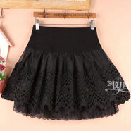 韓版蕾絲短裙松緊腰打底裙春秋大尺碼歐根紗蓬蓬裙冬裙女裝半身裙 黑色B款裙子內襯 均碼 M11碼適合腰圍1尺9到2尺1