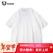 熊貓·本（ben.panda）純色短袖t恤男寬松圓領(lǐng)潮體恤衫夏純棉情侶半袖打底衫衣多穿 白色 2XL