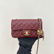 香奈兒（Chanel）【二手99新】 香奈兒（CHANEL）25B酒紅色CF大Mini 雙C調節扣斜挎包