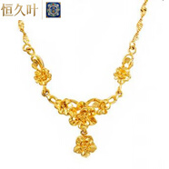 恒久葉沙金項煉女 銅鍍金假黃金玫瑰花水波紋花朵連身煉鎖骨煉久不掉色 款式3