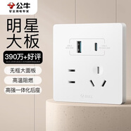 公牛（BULL）開(kāi)關(guān)插座 G12系列五孔帶USB+Type-C 30w快充奶油風(fēng)G12E537暮雪白