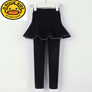 G.duck品牌童裝加絨加厚女童打底褲秋冬裝小女孩裙褲假倆件寶寶保暖女孩 黑色 加絨款 120 (身高105-110)