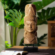 詠幻異麗泰國工藝品電視柜擺件禪意泰式風(fēng)情客廳玄關(guān)餐廳木雕裝飾品 原木佛像