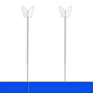 繆色（MiU Se）S99足銀耳線(xiàn)女養耳洞簡(jiǎn)約小清新韓版耳鏈中長(cháng)款耳環(huán)氣質(zhì)耳釘耳飾 蝴蝶流蘇耳線(xiàn)GSF-A10-204-31 4.5cm短款(s足銀足銀)