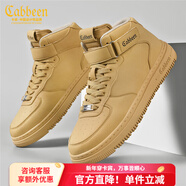 卡賓男鞋冬季男士休閑鞋魔術(shù)貼運動(dòng)板鞋男高幫鞋子男加絨棉鞋男雪地QC 【經(jīng)典魔術(shù)貼】黃色 42