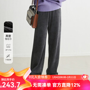 雲上生活女裝顯高顯瘦雪尼爾直筒褲秋冬垂順百搭慵懶拖地休閑褲6802X 深空灰 S (褲長(cháng)99.5）