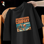 啄木鳥(niǎo)（TUCANO）純棉短袖T恤男韓版潮流寬松大碼重磅打底衫青少年學(xué)生夏天男短袖 黑/小伙伴 4XL （重190-200斤高180-185）