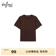 伊芙麗（eifini）【安心品質(zhì)】蔣欣代言索羅納面料簡(jiǎn)約基礎款圓領(lǐng)T恤女百搭短袖 可咖棕 XL 125-135斤