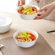 斯凱綈（Sky Top）陶瓷面碗骨瓷湯碗米飯碗家用餐具純白6英寸4件套裝