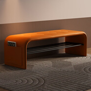 延璽換鞋凳鞋架入戶(hù)門(mén)口鞋柜長(cháng)條輕奢一體進(jìn)門(mén)可坐玄關(guān)高級感穿鞋坐凳 橘色（拉點(diǎn)款） 120*35*42cm（貓抓皮+碳素鋼框架）