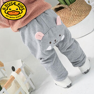 G.duck寶寶男女童大pp褲純·棉打底褲春秋款冬款加厚哈倫褲嬰兒大屁屁長(cháng) 灰色加絨 73