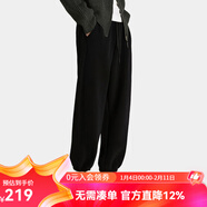 雲上生活【超模褲】雙面奧粒絨松緊腰束口休閑褲2025冬K1069 黑色 厚款 L （建議105-120斤左右）微松正碼正拍