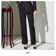 漣影新中式西裝套裝女春秋職業(yè)西服外套中山裝酒店經(jīng)理前臺工作服 黑色直筒褲 S