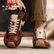 公牛世家（G.N.Shi Jia）男鞋2025新款真皮德訓阿甘鞋英倫風(fēng) 米白色 38