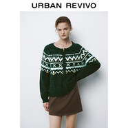 UR2025冬季新款女裝復古幾何圖案雙拉鏈針織開(kāi)衫UYL950136+