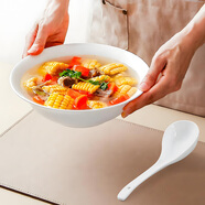 斯凱綈（Sky Top）湯碗陶瓷湯盆沙拉碗大號面碗純白骨瓷家用喬遷餐具9英寸1件裝