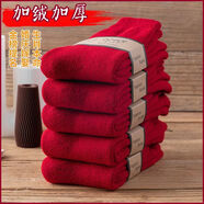 暢印紅襪子加絨加厚本命年新年紅色馬年保暖襪毛襪子男士女士防凍長(cháng)款 小號大紅色 建議35-40碼 5雙