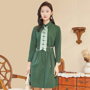 歌蒂詩(shī)秋季專(zhuān)柜新款簡(jiǎn)約時(shí)尚長(cháng)款風(fēng)衣連衣裙外套女 1C12F3020 常青樹(shù) (無(wú)領(lǐng)帶無(wú)腰帶) 2XL