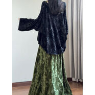 讀衣術(shù)新中式輕國風(fēng)精致小外套覆古早秋薄款蝙蝠袖小眾禪意外搭 黑色絲絨輕國風(fēng)開(kāi)衫 均碼 均碼