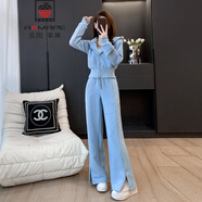 AEMAPE運動(dòng)套裝女春秋季時(shí)尚洋氣休閑減齡小香風(fēng)炸街衛衣闊腿褲兩件套 圖片色套裝 2XL 125-140斤