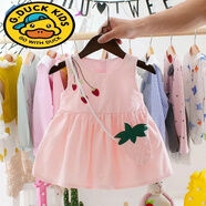 G.duck包包0-3歲棉夏季無(wú)袖女童連衣裙嬰幼兒夏裝裙子1洋氣韓版公主裙 三顆草莓粉色 100