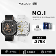 愛(ài)勒 AGELOCER原創(chuàng  )賽車(chē)表小眾時(shí)尚情侶手表一對機械表高檔新年禮物定制禮盒 賽車(chē)表5803J3-5809A10-黑金X純白