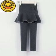 G.duck品牌童裝加絨加厚女童打底褲秋冬裝小女孩裙褲假倆件寶寶保暖女孩 深灰色 加絨款 140 (身高125-130)