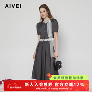 AIVEI欣賀艾薇2025春季法式茶歇優(yōu)雅通勤外套高腰裙套裝S712101A 灰色 S