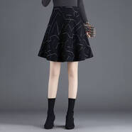 溥畔采購產(chǎn)品女士短裙，春秋季短裙，新款短裙，高腰打褶大尺寸a字裙 幾何圖案 S