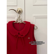 珊詩(shī)麗爆款Q女家 乖乖小紅裙套組/紅色羊毛呢子背心裙連衣裙秋季 紅色羊毛毛呢背心裙(第二批) S