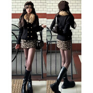 MPPMCK豹紋包臀裙 咖色復古辣妹豹紋包臀短裙女秋冬2025新款高腰緊身顯 咖色 L 111-125斤