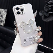 殼小五適用【蘋(píng)果16PROMAX】閃鉆米奇補妝鏡無(wú)邊框INS支架殼 無(wú)邊框-銀+閃鉆米奇鏡子+INS支架 蘋(píng)果16PROMAX