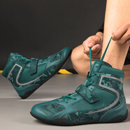 絳天拳擊鞋子男女摔跤鞋泰拳格斗散打訓練比賽搏擊鞋武術(shù)室內綜訓鞋 綠色 36