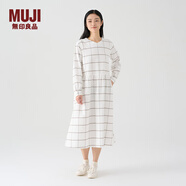 MUJI女式 法蘭絨抽褶連衣裙 美拉德純棉起毛寬松長(cháng)裙子秋冬 BC08CC3A 原色格紋 XL 165/92A