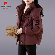 皮爾卡丹（pierre cardin）短款面包服女冬季2025新款小個(gè)子洋氣時(shí)尚加厚保暖棉衣棉襖外套 安可拉紅 3XL