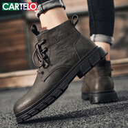 卡帝樂(lè )鱷魚(yú)（CARTELO）馬丁靴男英倫2025秋冬季復古工裝靴男士高幫皮靴子男登山鞋