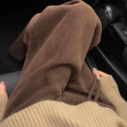 以純（YISHion）大碼女裝胖mm秋冬韓系時(shí)尚潮流垂墜感闊腿休閑褲高腰顯瘦直筒褲子 咖色_加絨 加厚 M 【建議90-105斤】