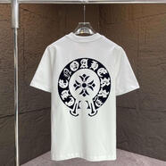 克羅心（chrome heart）新款歐美CH克羅春夏新款 馬蹄植絨短袖T恤男女款 白色白色 白色白 白色白色 白色白色 S