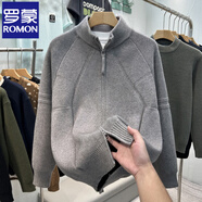 羅蒙（ROMON）開(kāi)衫毛衣外套男針織衫秋冬季加厚保暖半高領(lǐng)打底衫外穿 D310-M03灰色 L 建議120-140斤
