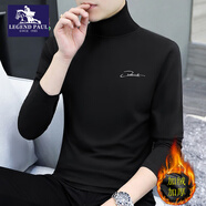傳奇保羅（CHUANQIBAOLUO）冬季加絨保暖內衣男士半高領(lǐng)純棉長(cháng)袖t恤純色高領(lǐng)打底衫上衣 黑色C8023高領(lǐng)長(cháng)袖 加絨 M