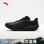 安踏（ANTA）柏油路霸3代丨氮科技競訓跑鞋男款透氣耐磨跑步鞋運動(dòng)鞋 黑/金屬金-3 39 (245mm)