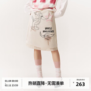 BEASTER【啄木鳥(niǎo)伍迪聯(lián)名】拼接蕾絲花邊半身裙百搭趣味新款裙子 杏色 S