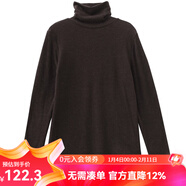 雲上生活秋冬復古休閑磨毛暖絨打底衫溫暖內搭長(cháng)袖高領(lǐng)T恤T6676F 深咖色 M
