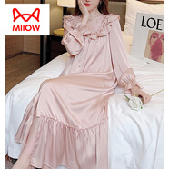 貓人（MiiOW）新款法式宮廷風(fēng)睡裙公主V領(lǐng)蕾絲蝴蝶結腳踝長(cháng)裙仙女甜美優(yōu)雅睡裙 108感可外穿連衣裙睡衣裙 L