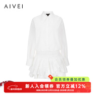 AIVEI欣賀艾薇2025秋季新波西米亞浪漫花邊白襯衫連衣裙XRV5L36A 亮白/雪白 L