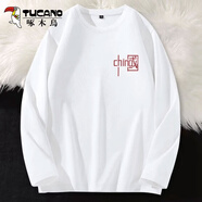 啄木鳥(niǎo)（TUCANO）長(cháng)袖t恤男純棉春秋季寬松休閑打底衫青少年重磅潮流印花長(cháng)袖男T恤 白/中國褲標 M ( 建議90斤-110斤可穿 )